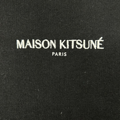 MAISON KITSUNE メゾンキツネ ブラック コットン エンブロイダリー コードレス フーディ トップス