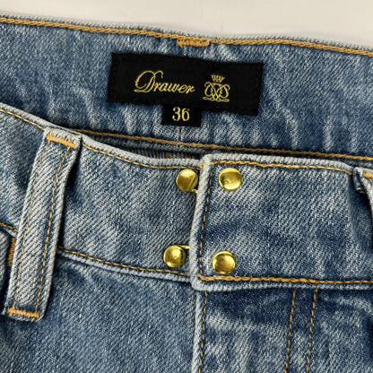 DRAWER ドゥロワー 6514-299-1176 ブルー コットン センタープレス カットオフ クロップド5Pデニムパンツ ボトムス