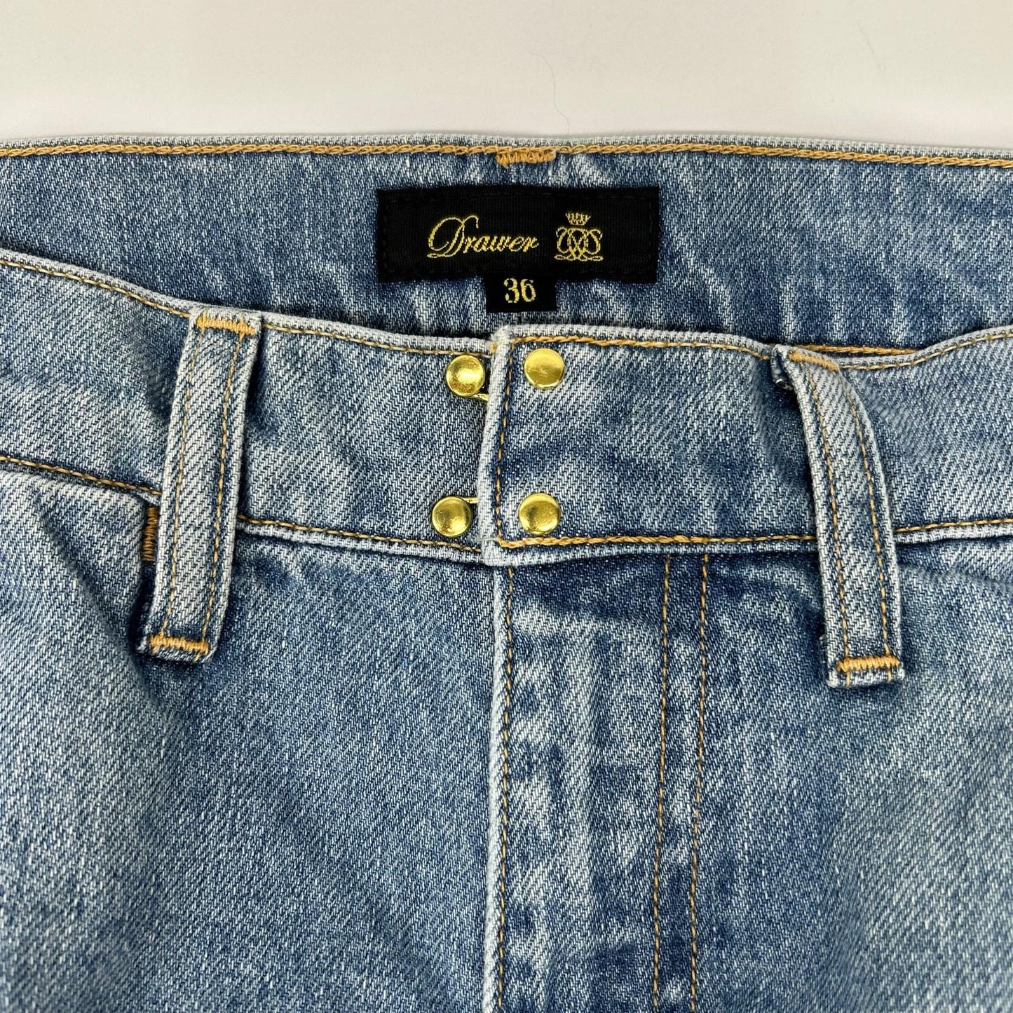 DRAWER ドゥロワー 6514-299-1176 ブルー コットン センタープレス カットオフ クロップド5Pデニムパンツ ボトムス