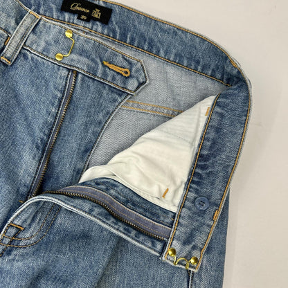 DRAWER ドゥロワー 6514-299-1176 ブルー コットン センタープレス カットオフ クロップド5Pデニムパンツ ボトムス
