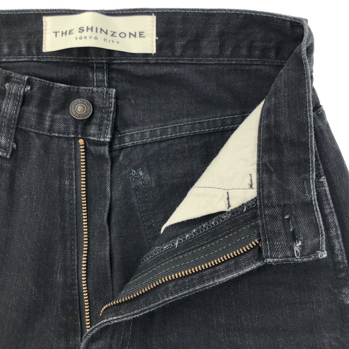 THE SHINZONE ザ シンゾーン 16AMSPA14 ブラック コットン ジップフライ HAIGH WAIST SLIM DENIM ボトムス