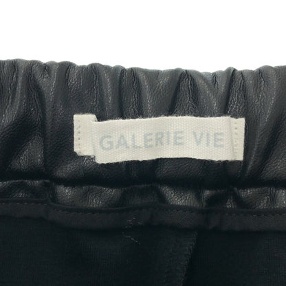 GALERIE VIE ギャルリーヴィー 23-04-41-04007 ブラック ゴムウエスト フェイクレザーワイドテーパードパンツ ボトムス