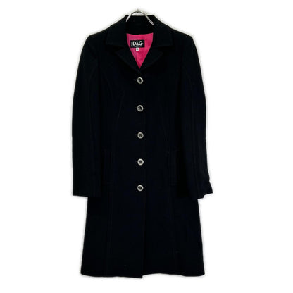 D&G Black A-line Chester coat with pink lining and back slit Coat