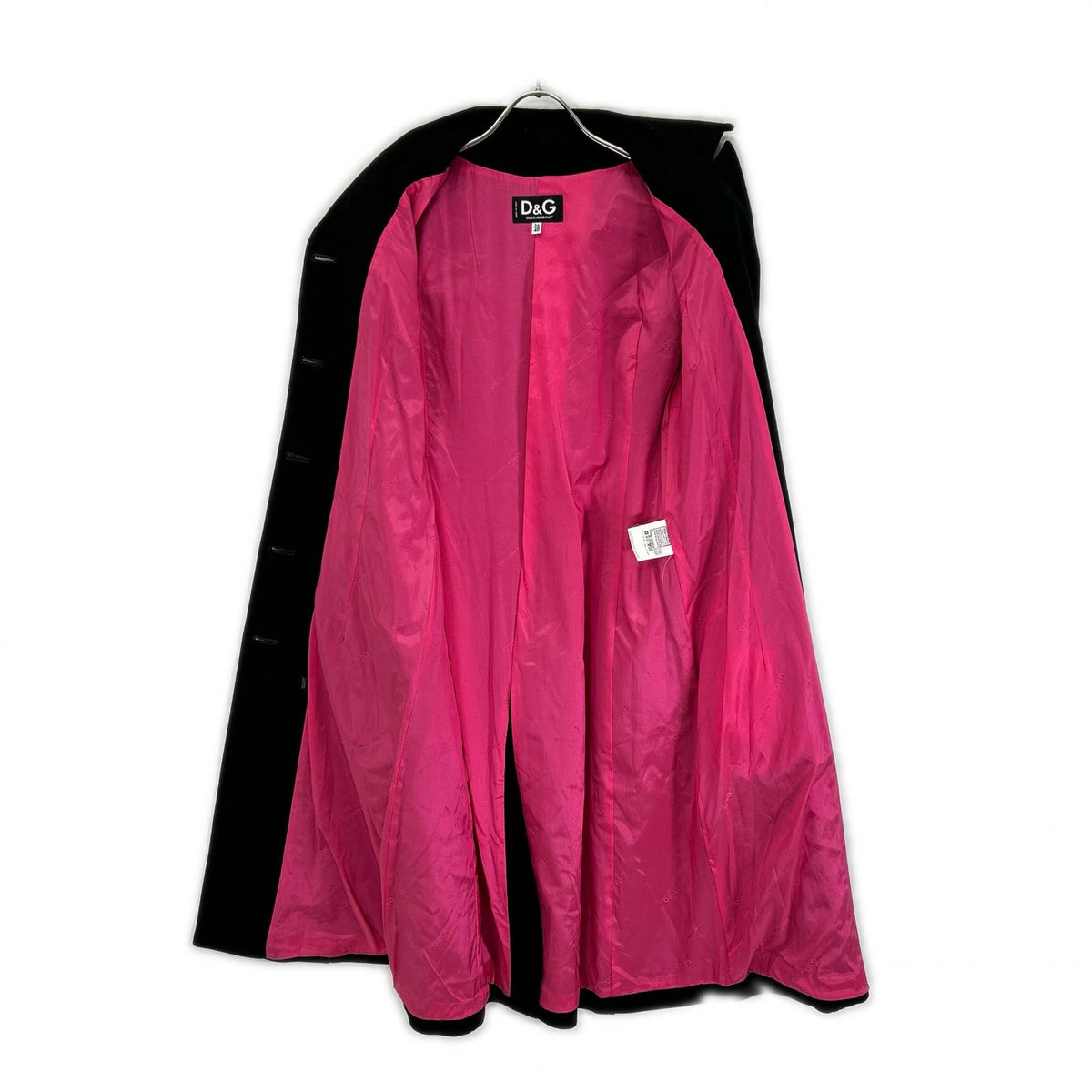 D&G Black A-line Chester coat with pink lining and back slit Coat