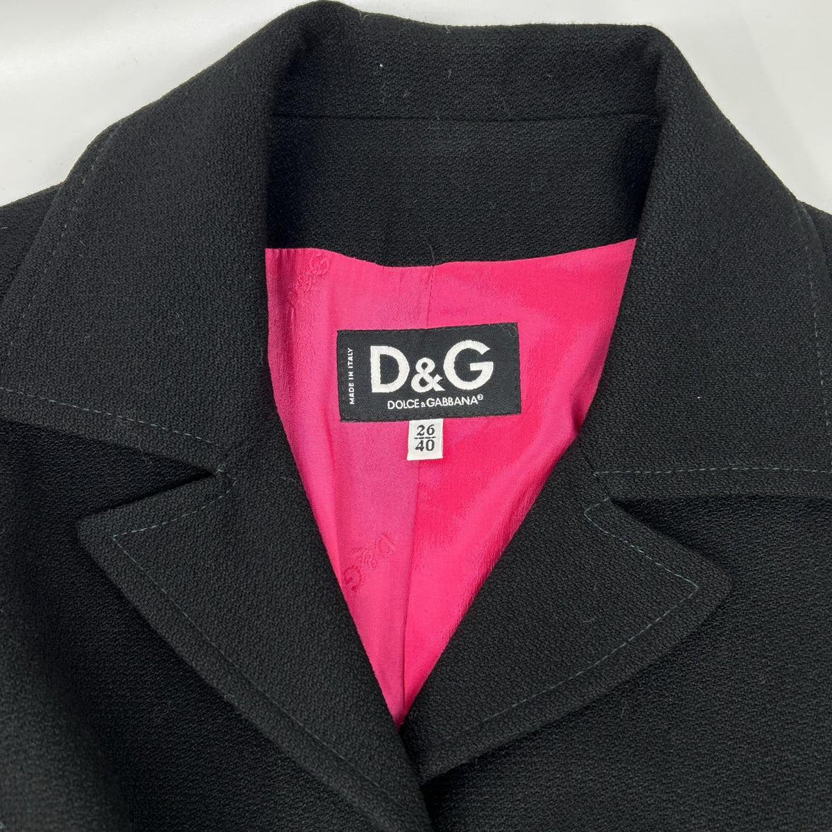D&G Black A-line Chester coat with pink lining and back slit Coat