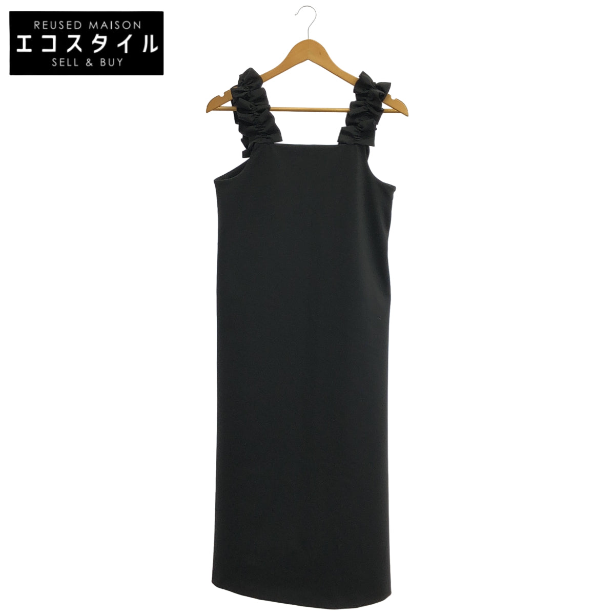 UNITED ARROWS ユナイテッドアローズ ブラック LIGHT PONGY フリル ノースリーブワンピース トップス