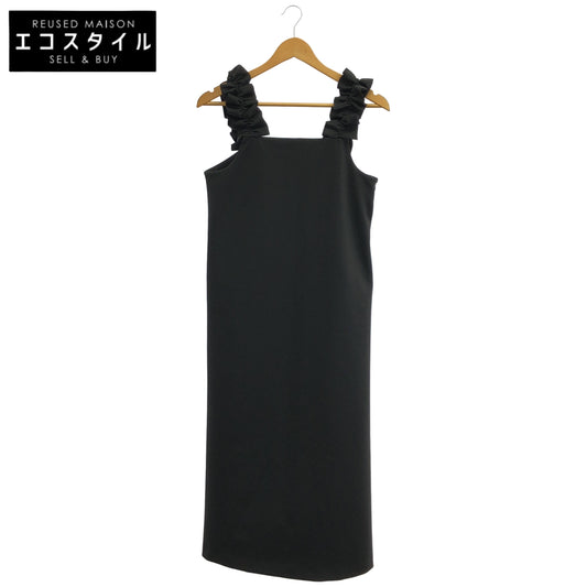 UNITED ARROWS ユナイテッドアローズ ブラック LIGHT PONGY フリル ノースリーブワンピース トップス