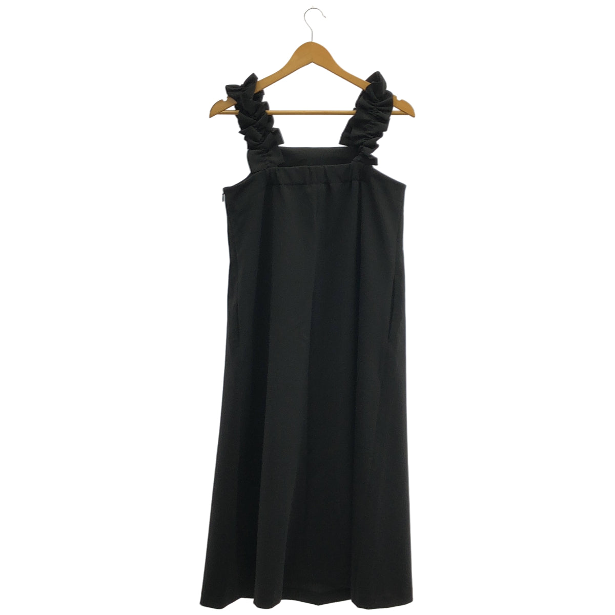 UNITED ARROWS ユナイテッドアローズ ブラック LIGHT PONGY フリル ノースリーブワンピース トップス