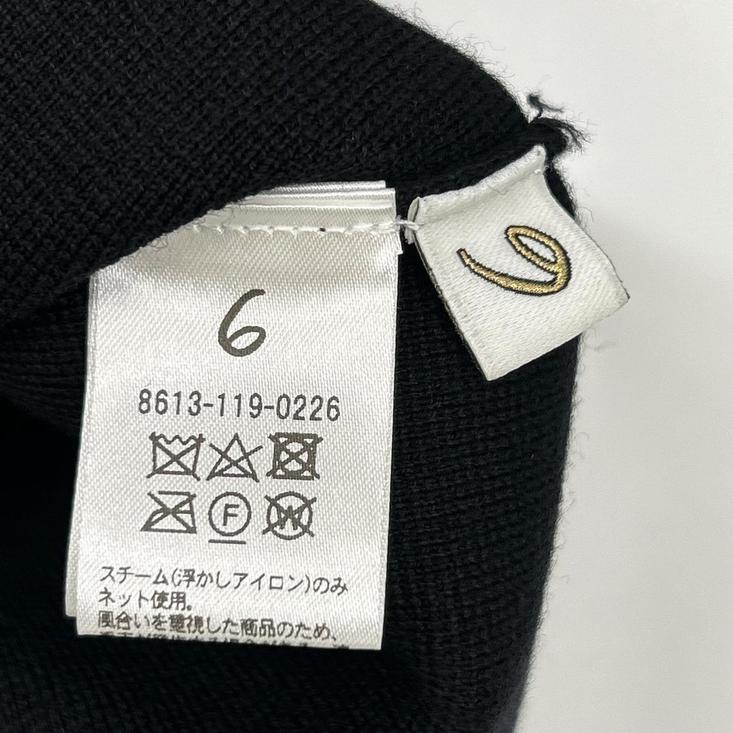 6(ROKU) ロク ブラック コットンウール タートルネック ロングスリーブニット トップス