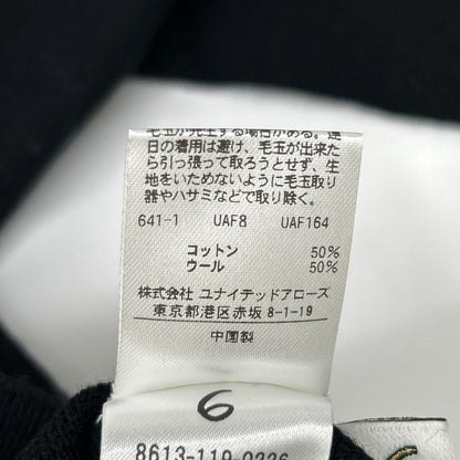 6(ROKU) ロク ブラック コットンウール タートルネック ロングスリーブニット トップス