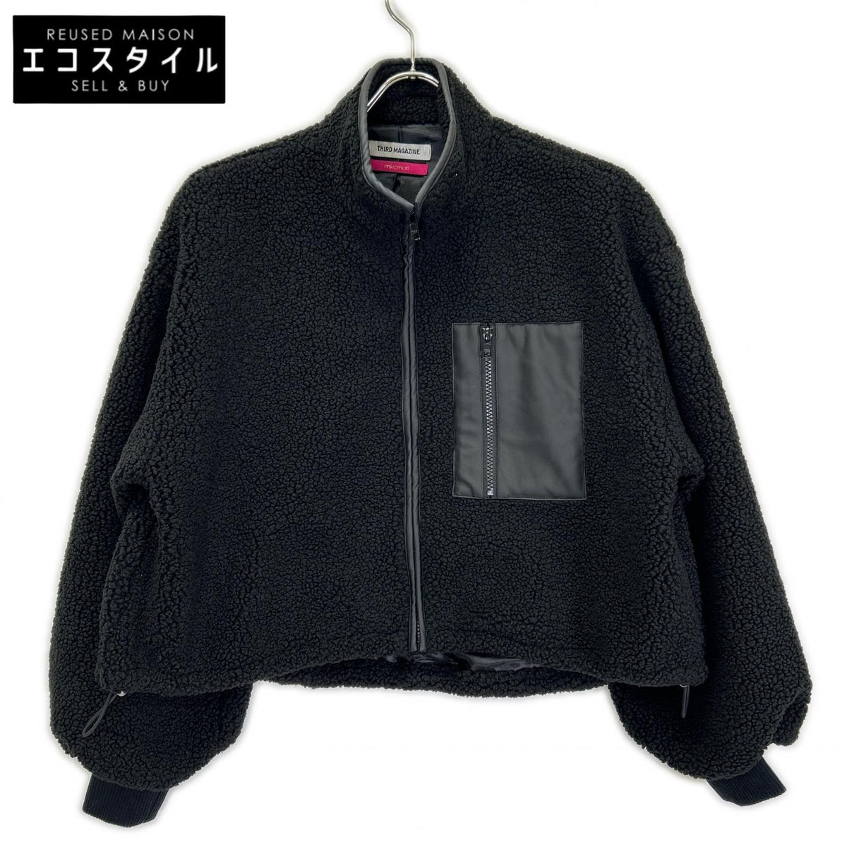 THIRD MAGAZINE サードマガジン 【×MIKOMORI】A0843FJM415 Black Boa Faux-Leather Jacket Jacket