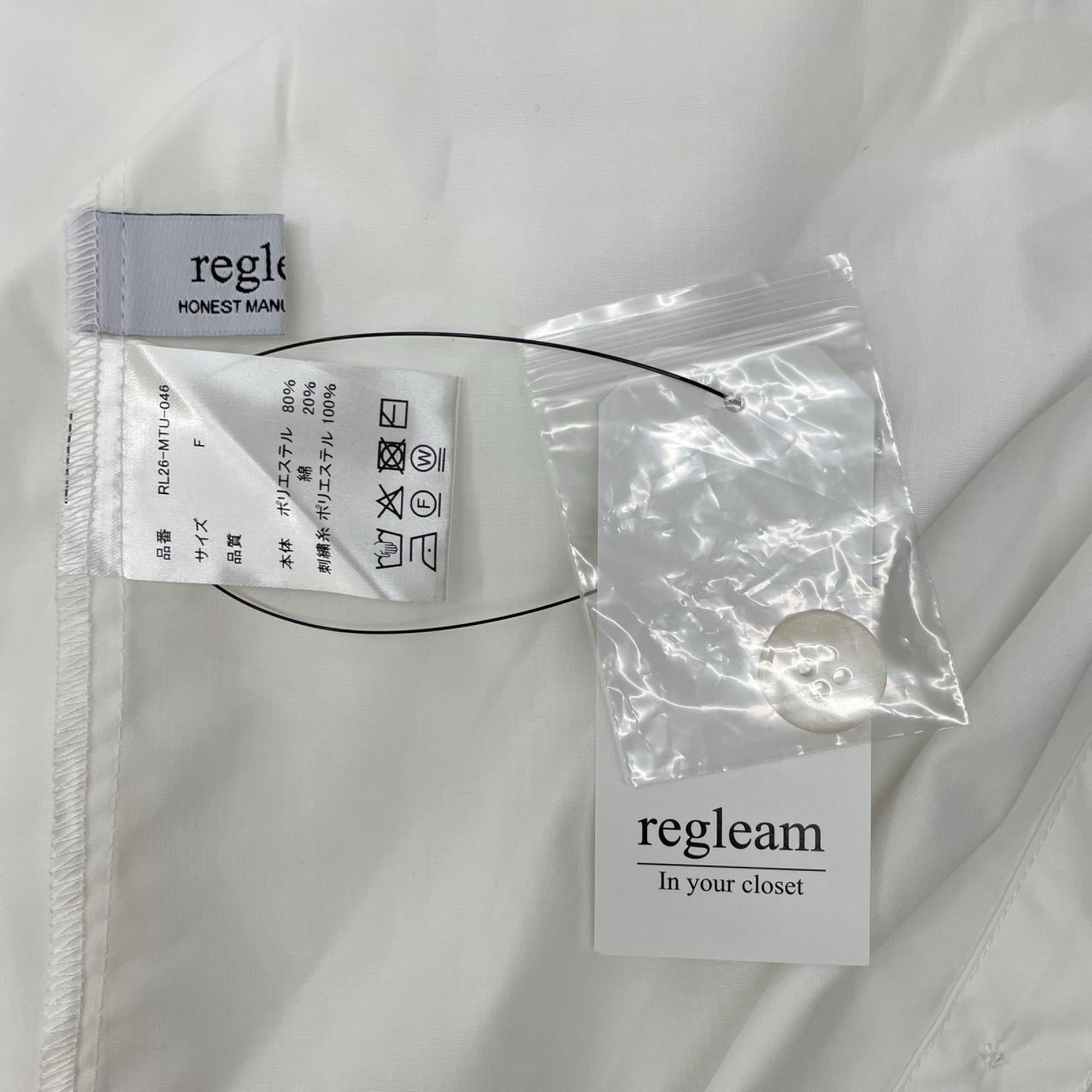 regleam リグリーム 26年製 ホワイト ロングスリーブ ロールアップシャツ トップス