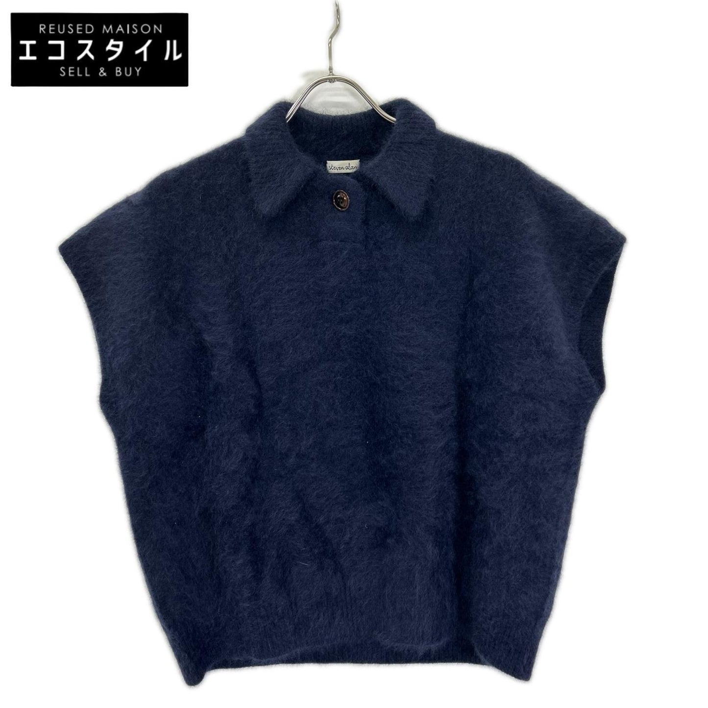 steven alan スティーブンアラン ネイビー ラクーン ウール ノースリーブ セーター トップス