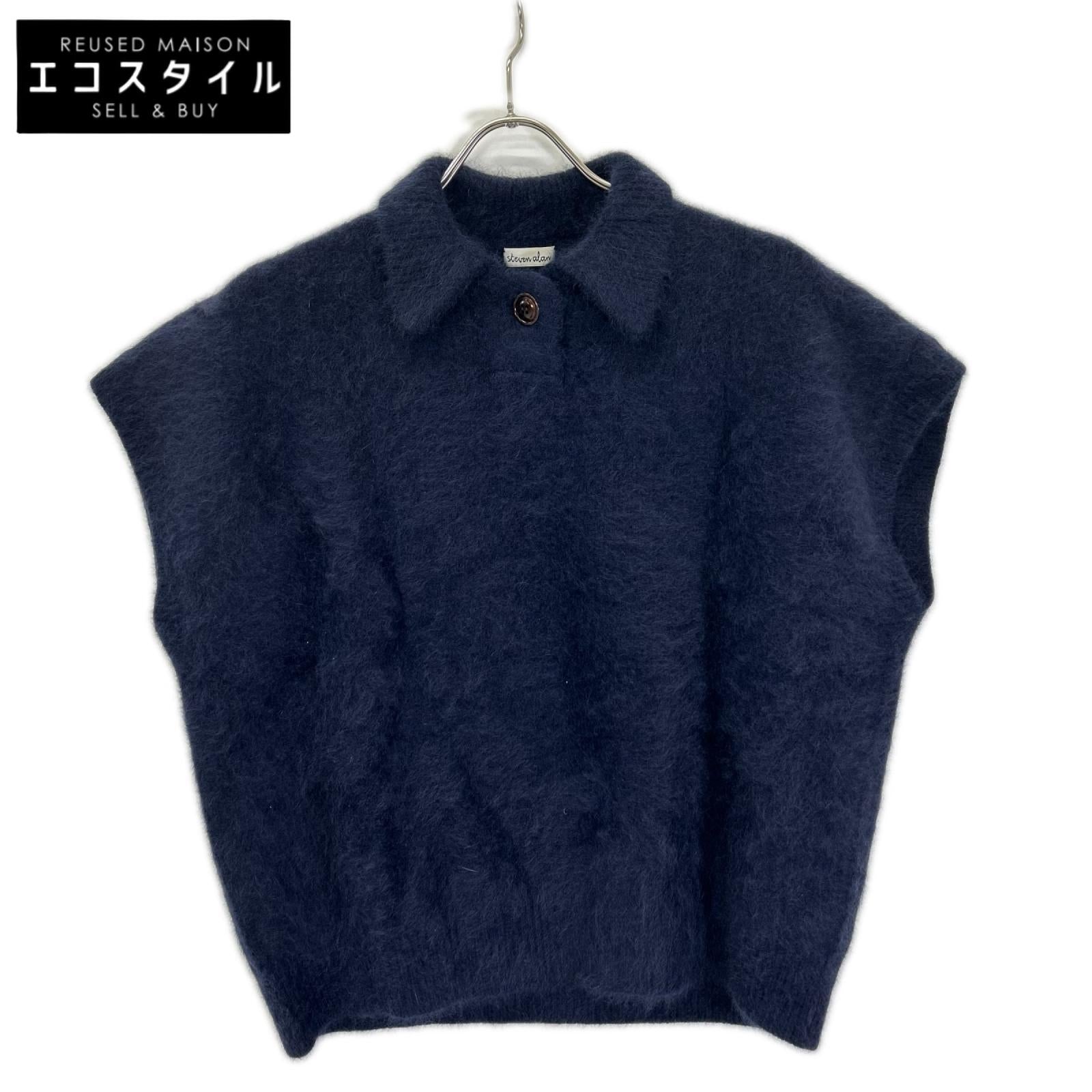 steven alan スティーブンアラン ネイビー ラクーン ウール ノースリーブ セーター トップス