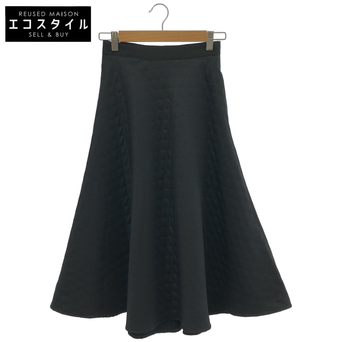 M-premierBLACK エムプルミエブラック ブラック キルトライクジャガードフレアスカート ボトムス