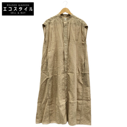 TICCA ティッカ ベージュ リネン100 ノーカラーフレンチワンピース トップス
