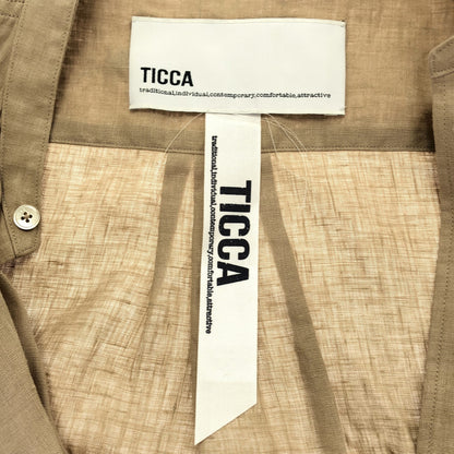 TICCA ティッカ ベージュ リネン100 ノーカラーフレンチワンピース トップス