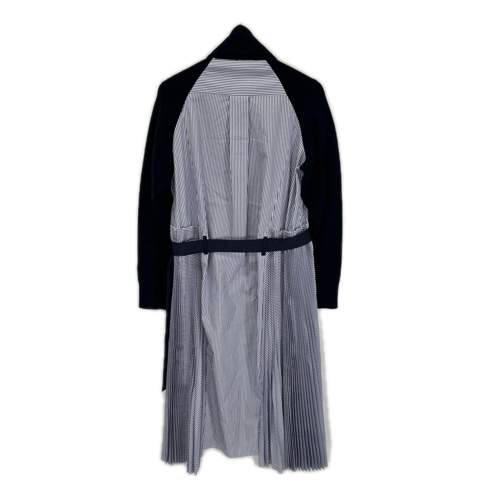 sacai サカイ 23年製 SCW-109 ブルー×ホワイト シャツ ニット ドッキング ワンピース ワンピース