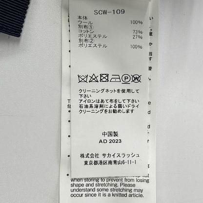 sacai サカイ 23年製 SCW-109 ブルー×ホワイト シャツ ニット ドッキング ワンピース ワンピース