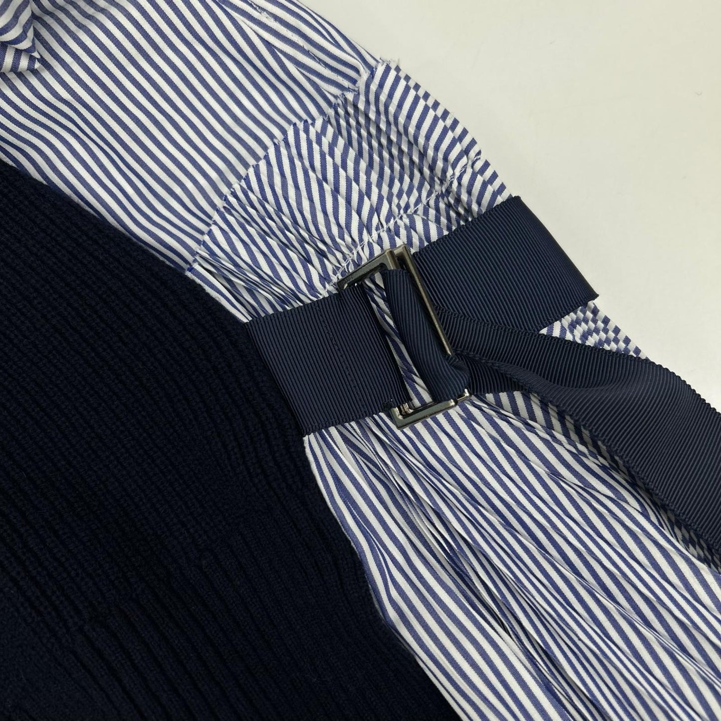 sacai サカイ 23年製 SCW-109 ブルー×ホワイト シャツ ニット ドッキング ワンピース ワンピース