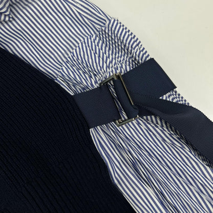 sacai サカイ 23年製 SCW-109 ブルー×ホワイト シャツ ニット ドッキング ワンピース ワンピース