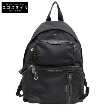 Anya Hindmarch アニヤ ハインドマーチ Labelledシリーズ エコナイロン Backpack MultiPocket マルチポケット バックパック レディース 黒