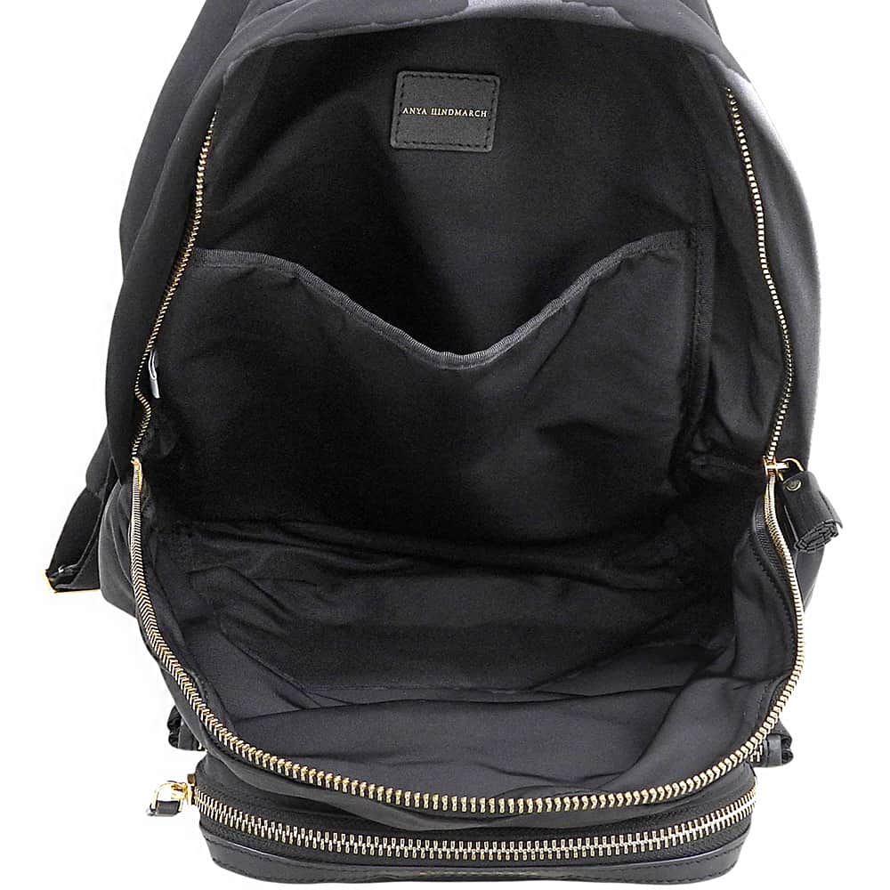Anya Hindmarch アニヤ ハインドマーチ Labelledシリーズ エコナイロン Backpack MultiPocket マルチポケット バックパック レディース 黒
