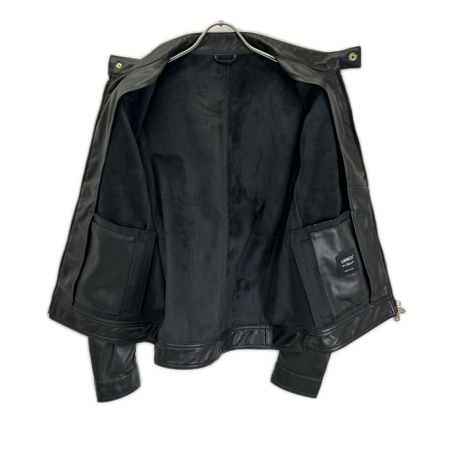 EMMETI エンメティー 【BR別注】ブラック TECH02 JURI ウォッシャブルテックレザー ゴールド金具 シングルライダース ジャケット ジャケット