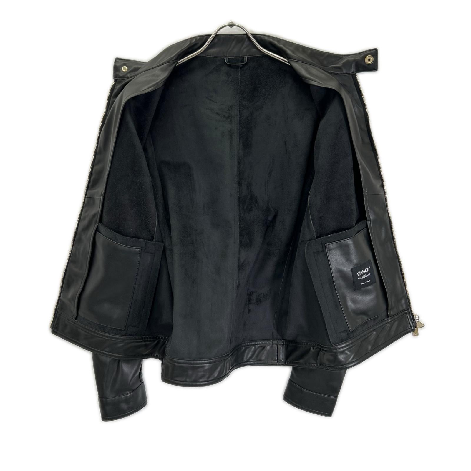 EMMETI エンメティー 【BR別注】ブラック TECH02 JURI ウォッシャブルテックレザー ゴールド金具 シングルライダース ジャケット ジャケット