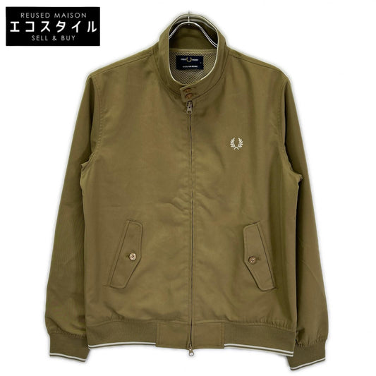 FRED PERRY フレッドペリー 【BEAMS別注】 FZ2684 Khaki Full-Zip Logo-Embroidered Harrington Jacket Jacket
