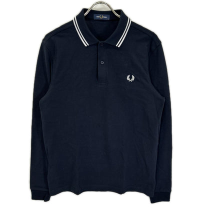 FRED PERRY フレッドペリー M3636 ネイビー コットン ホワイトティップライン 長袖 ポロシャツ トップス