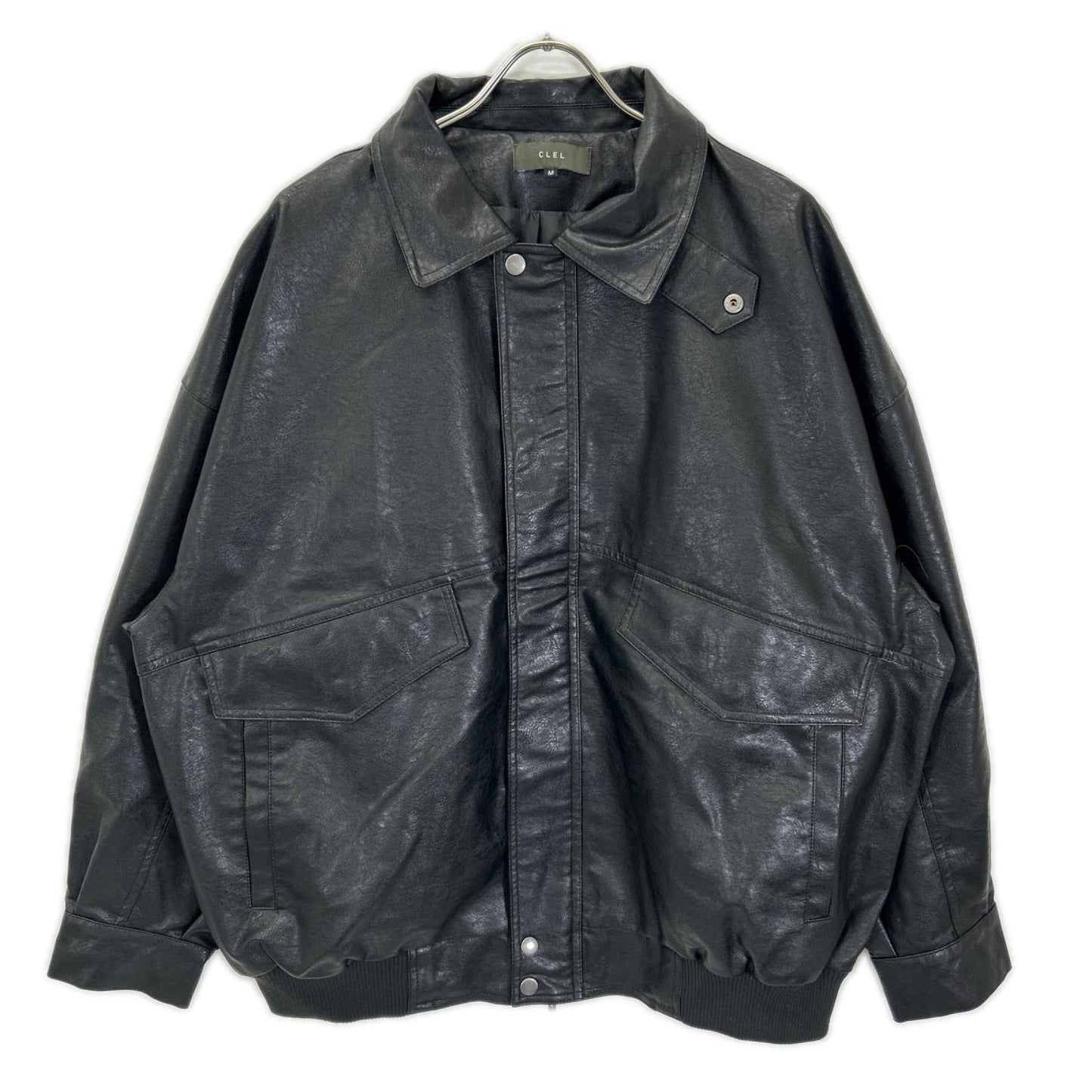 CLEL クレイル ブラック ヴィンテージ加工 フルジップ ブルゾン ジャケット