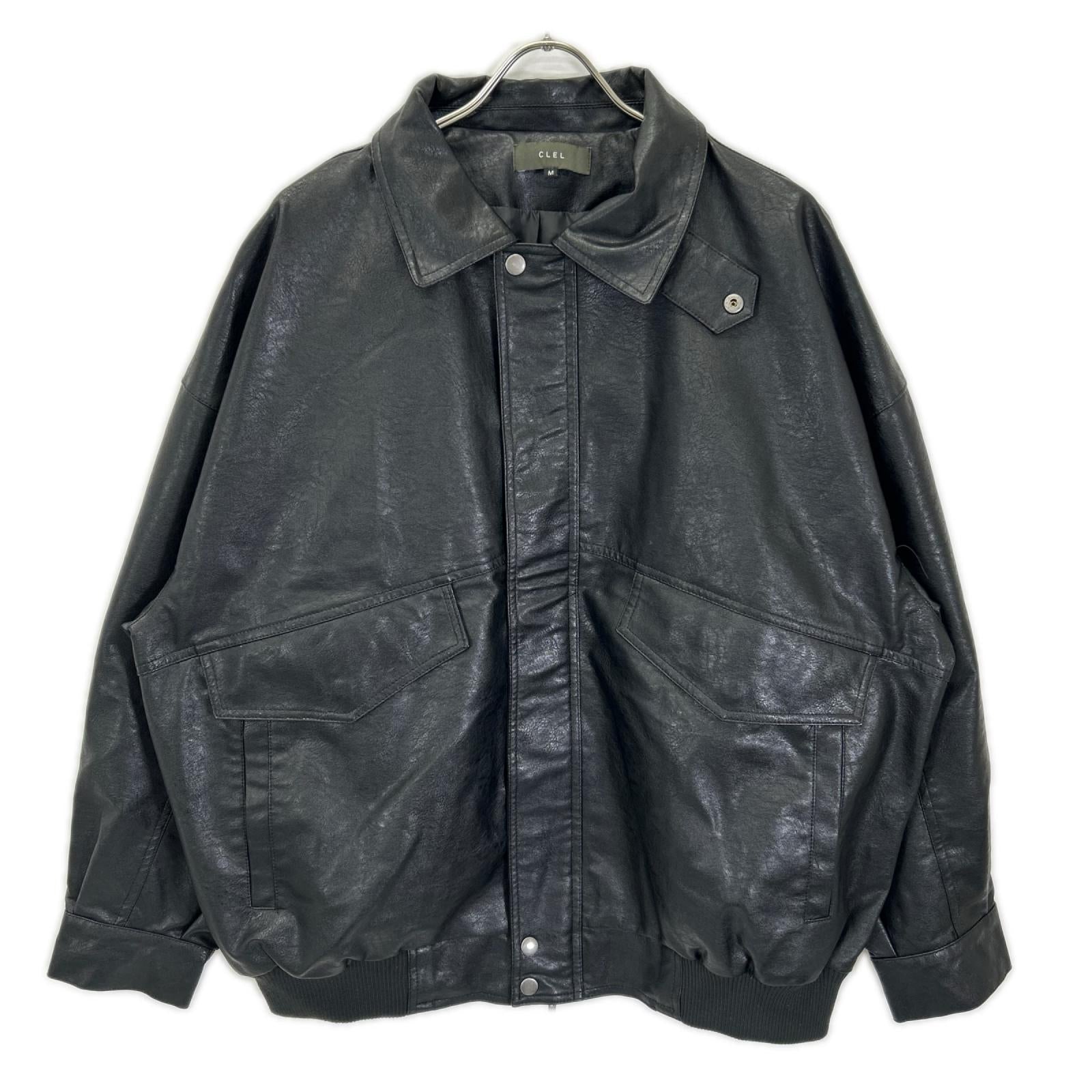 CLEL クレイル ブラック ヴィンテージ加工 フルジップ ブルゾン ジャケット