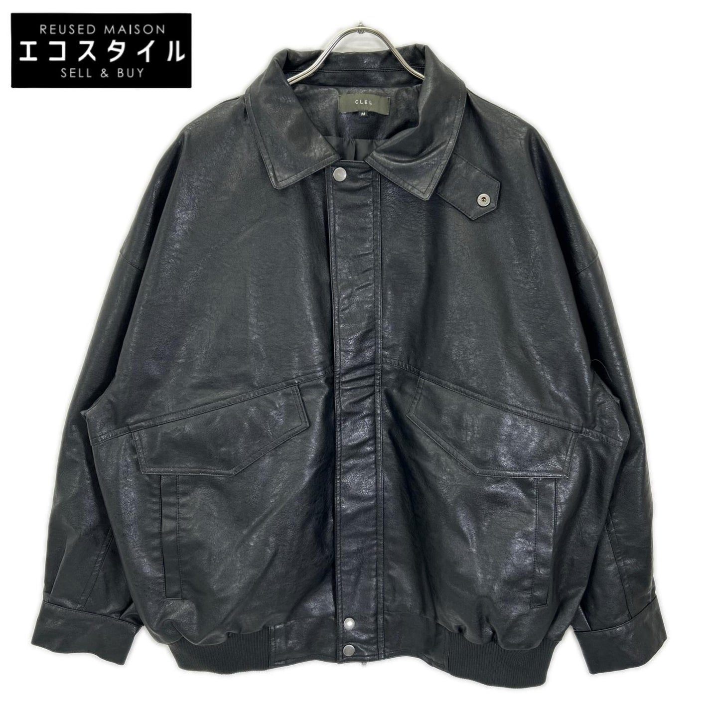 CLEL クレイル ブラック ヴィンテージ加工 フルジップ ブルゾン ジャケット