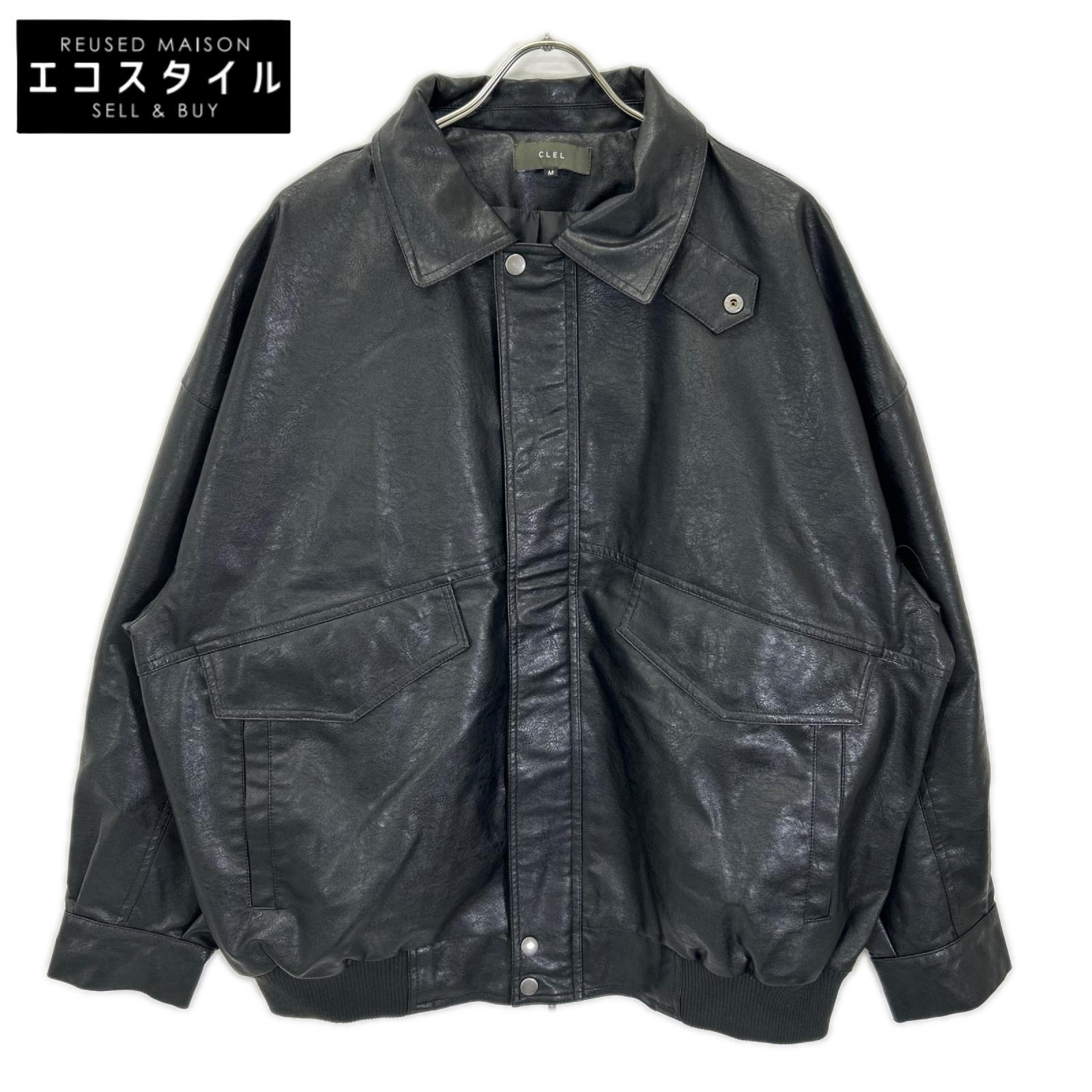CLEL クレイル ブラック ヴィンテージ加工 フルジップ ブルゾン ジャケット