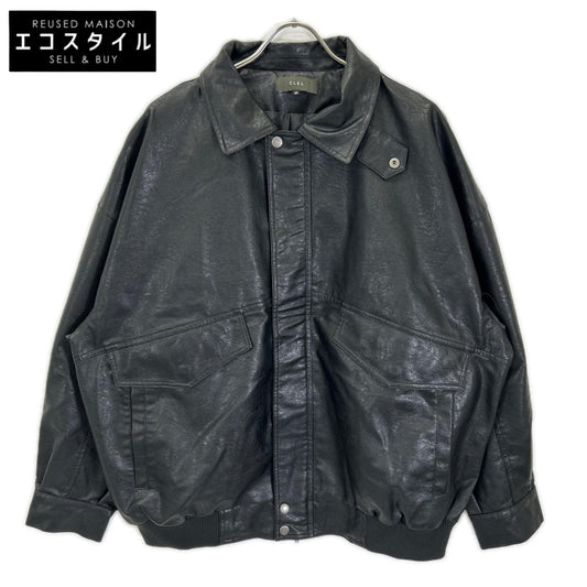 CLEL クレイル ブラック ヴィンテージ加工 フルジップ ブルゾン ジャケット