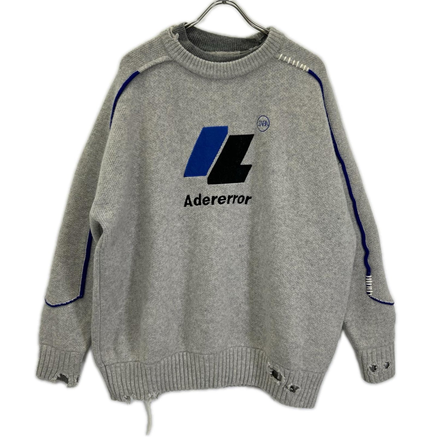 ZARA ザラ 【×Adererror】グレー ウール フロントロゴ オーバーサイズ ニット トップス