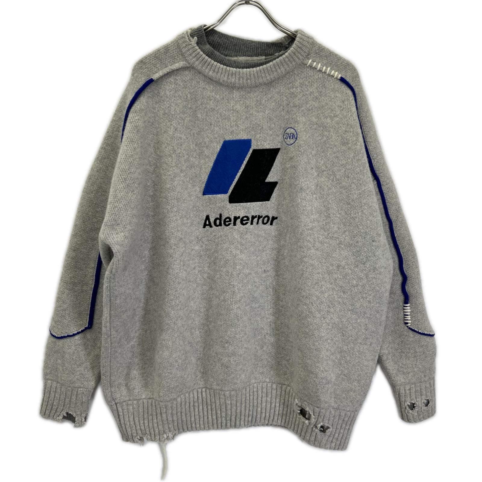 ZARA ザラ 【×Adererror】グレー ウール フロントロゴ オーバーサイズ ニット トップス