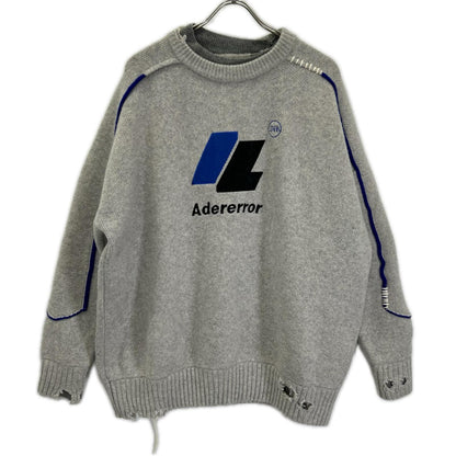 ZARA ザラ 【×Adererror】グレー ウール フロントロゴ オーバーサイズ ニット トップス