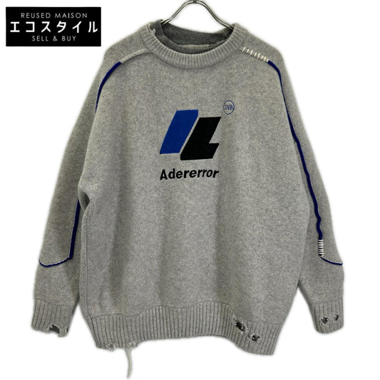 ZARA ザラ 【×Adererror】グレー ウール フロントロゴ オーバーサイズ ニット トップス
