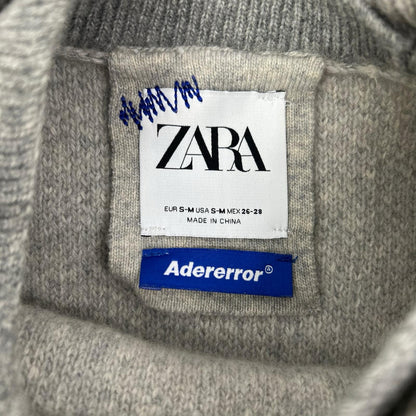 ZARA ザラ 【×Adererror】グレー ウール フロントロゴ オーバーサイズ ニット トップス