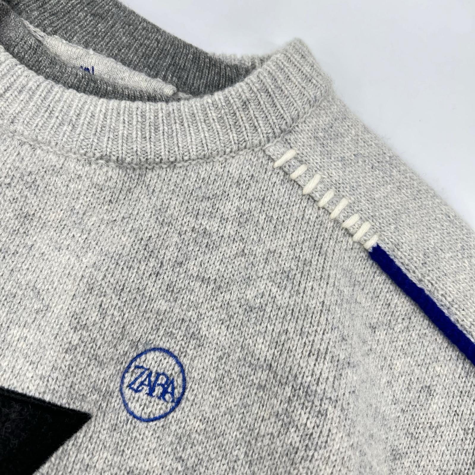ZARA ザラ 【×Adererror】グレー ウール フロントロゴ オーバーサイズ ニット トップス