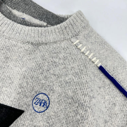 ZARA ザラ 【×Adererror】グレー ウール フロントロゴ オーバーサイズ ニット トップス
