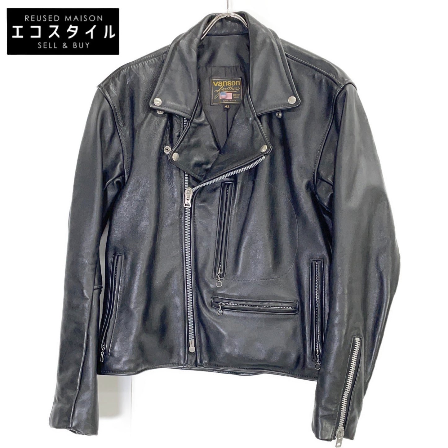 VANSON バンソン ブラック レザー USA製 ドミネーター ダブルライダースジャケット ジャケット