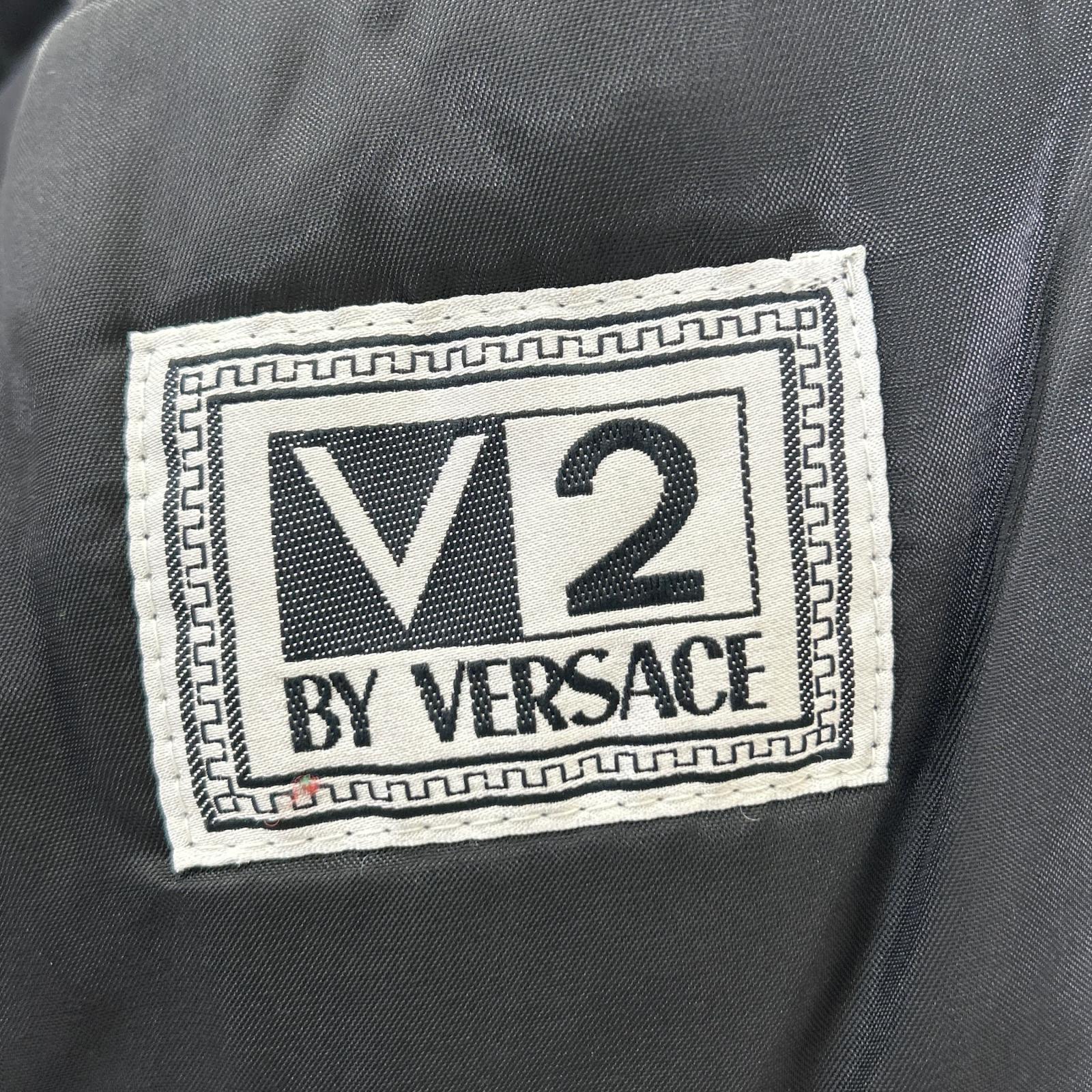 V2 ブイツー 【BY VERSACE】ブラック レザー ファー付き レザージャケット ジャケット