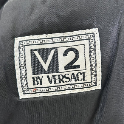 V2 ブイツー 【BY VERSACE】ブラック レザー ファー付き レザージャケット ジャケット