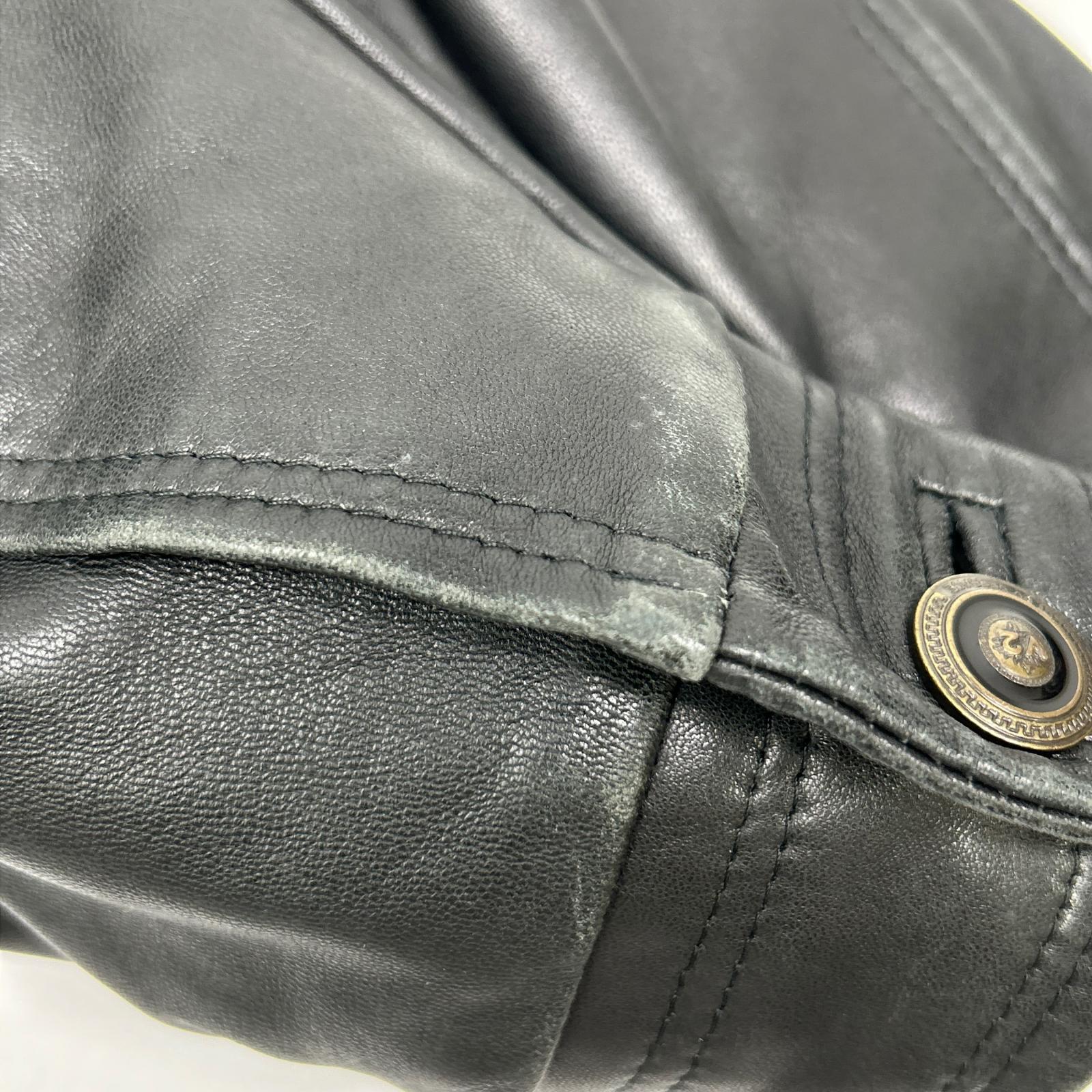 V2 ブイツー 【BY VERSACE】ブラック レザー ファー付き レザージャケット ジャケット