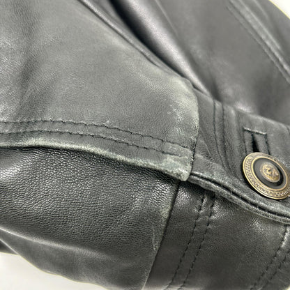 V2 ブイツー 【BY VERSACE】ブラック レザー ファー付き レザージャケット ジャケット