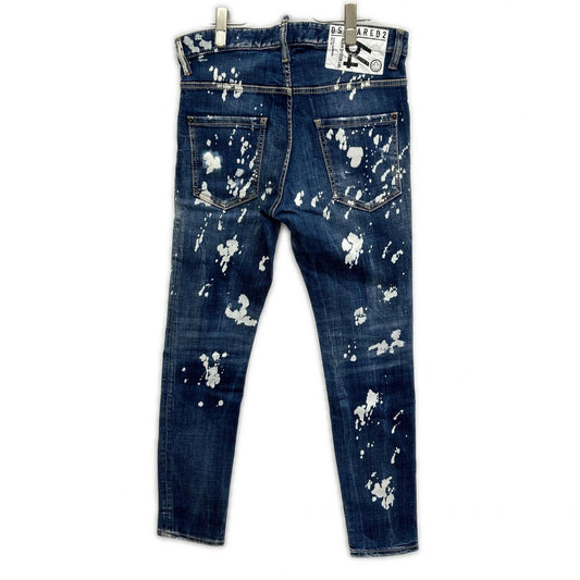 DSQUARED2 ディースクエアード 20年製 S74LB0764 ブルー ボタンフライ クラッシュ&リメイク加工 SKATER JEAN スケーター デニムパンツ ボトムス