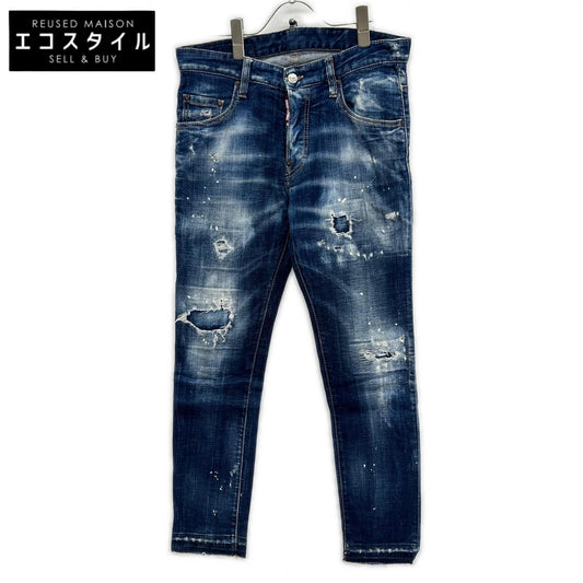 DSQUARED2 ディースクエアード 23年製 S74LB1247 ブルー ボタンフライ SKATER JEAN スケーター ストレッチデニム ボトムス